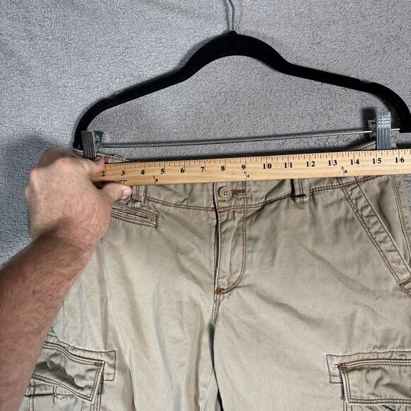 Polo Jeans Co Ralph Lauren Cargo Capris Women Size 32x21 Khaki Tie Ankle Utility - Picture 5 of 14